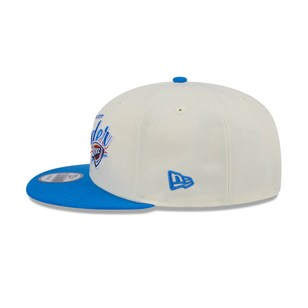 Oklahoma City Thunder Hat - Script Chrome White OTC 2-Tone NBA 9Fifty Snapback Cap - New Era
